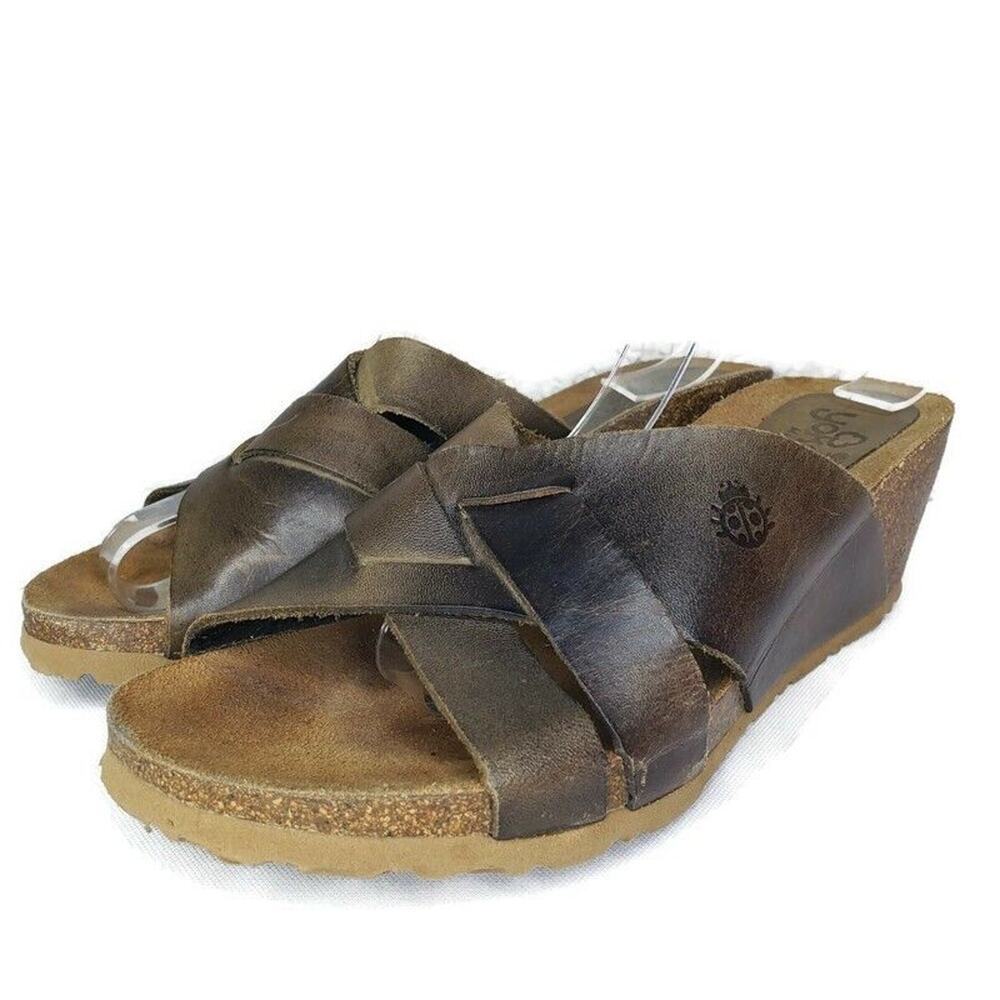 Yokono Brown Leather Strappy Wedge Cadiz Sandals Womens Size 7 Made in Spain